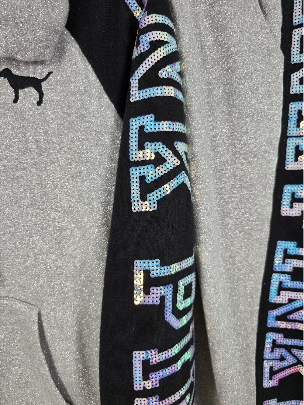 Victoria's Secret PINK Silver SHINE Bling Sequin Hoodie Jogger Set SMALL Mermaid - Picture 3 of 8